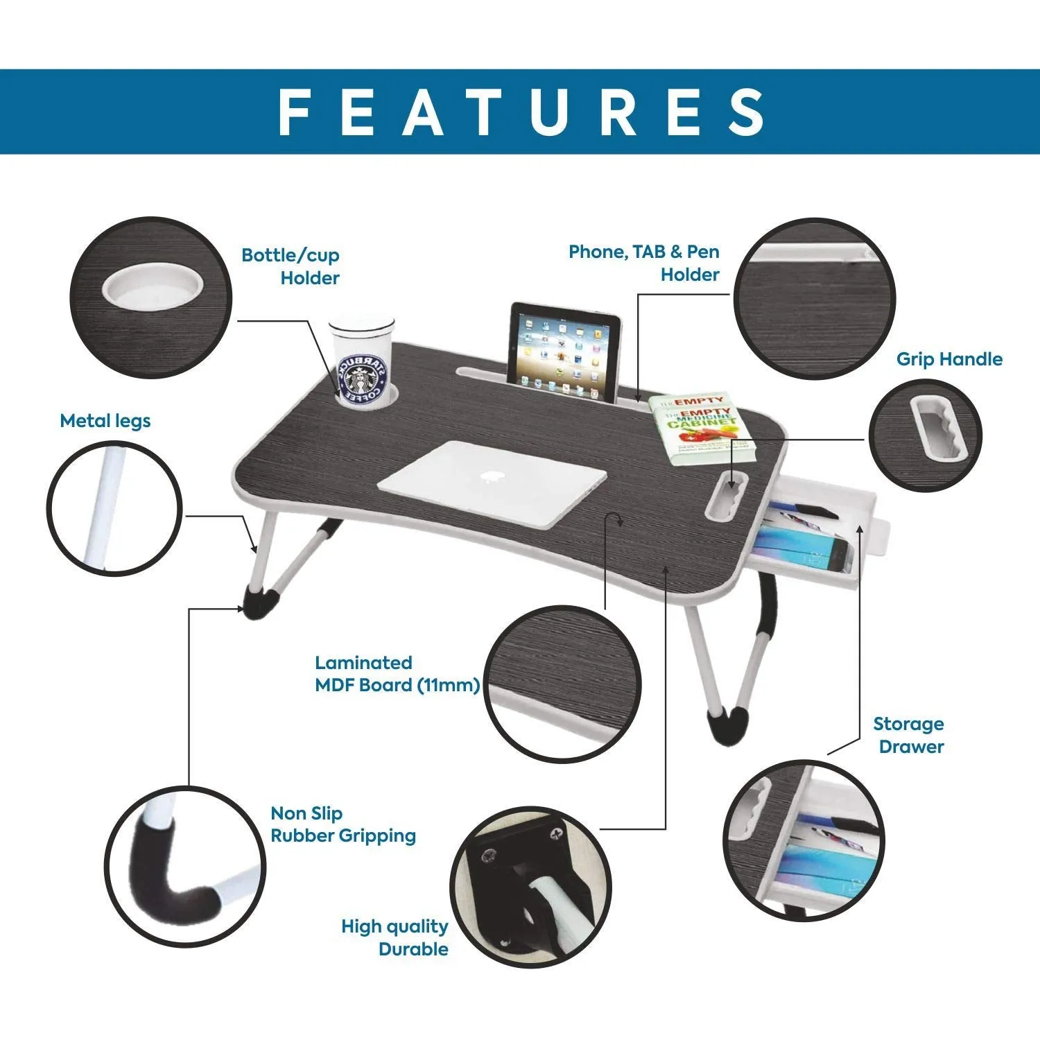 Laptop Multipurpose Holder with Cup Limited edition Multifunctional Foldable Table