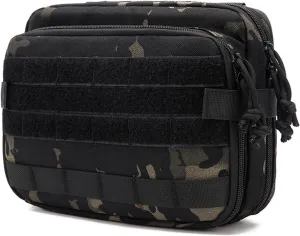 Large Capacity Tactical Molle Admin Pouch of Double Layer Design, EDC EMT Utility Pouches Molle Attachment with Map Sleeve Modular Tool Pouch