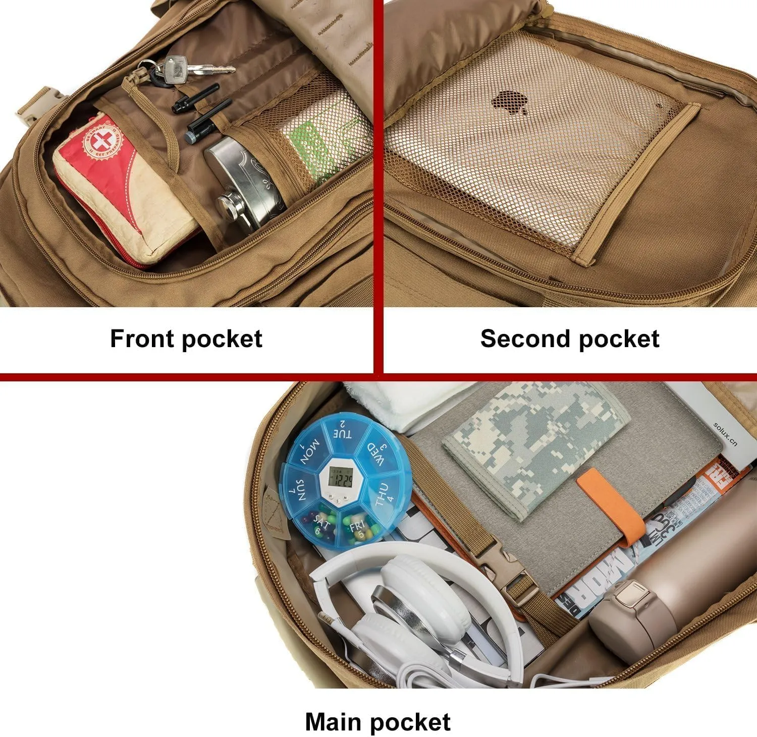 Large Tactical Expandable Backpack 39L-64L Military Bug Out Bag With Waist Strap