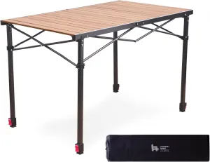 LAUSAINT HOME Folding Camping Table with Aluminum Roll-up Tabletop, Portable Lightweight Beach Table with Carry Bag, Perfect for Picnic, Outdoor Cooking, BBQ, Travel