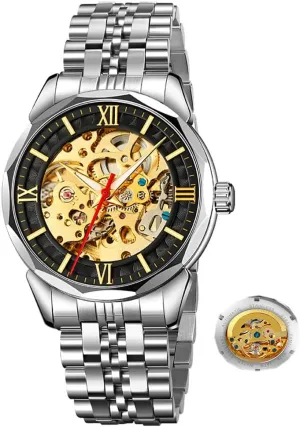 Leisure Men's Business Watch Hollowed Out Mechanical Waterproof Butterfly Double Buckle Automatic Mechanical Watch