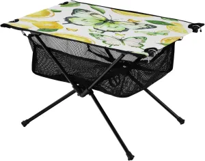 Lemon with Butterflies Portable Folding Camping Table, Compact Lightweight Beach Table with Carrying Bag for Outdoor Picnics, BBQs, Camp