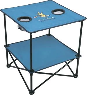 Life is Good 22” Square Compact Outdoor Folding Table with Cup Holders and Carry Bag for Beach, Camping, 30lb Weight Capacity, Blue