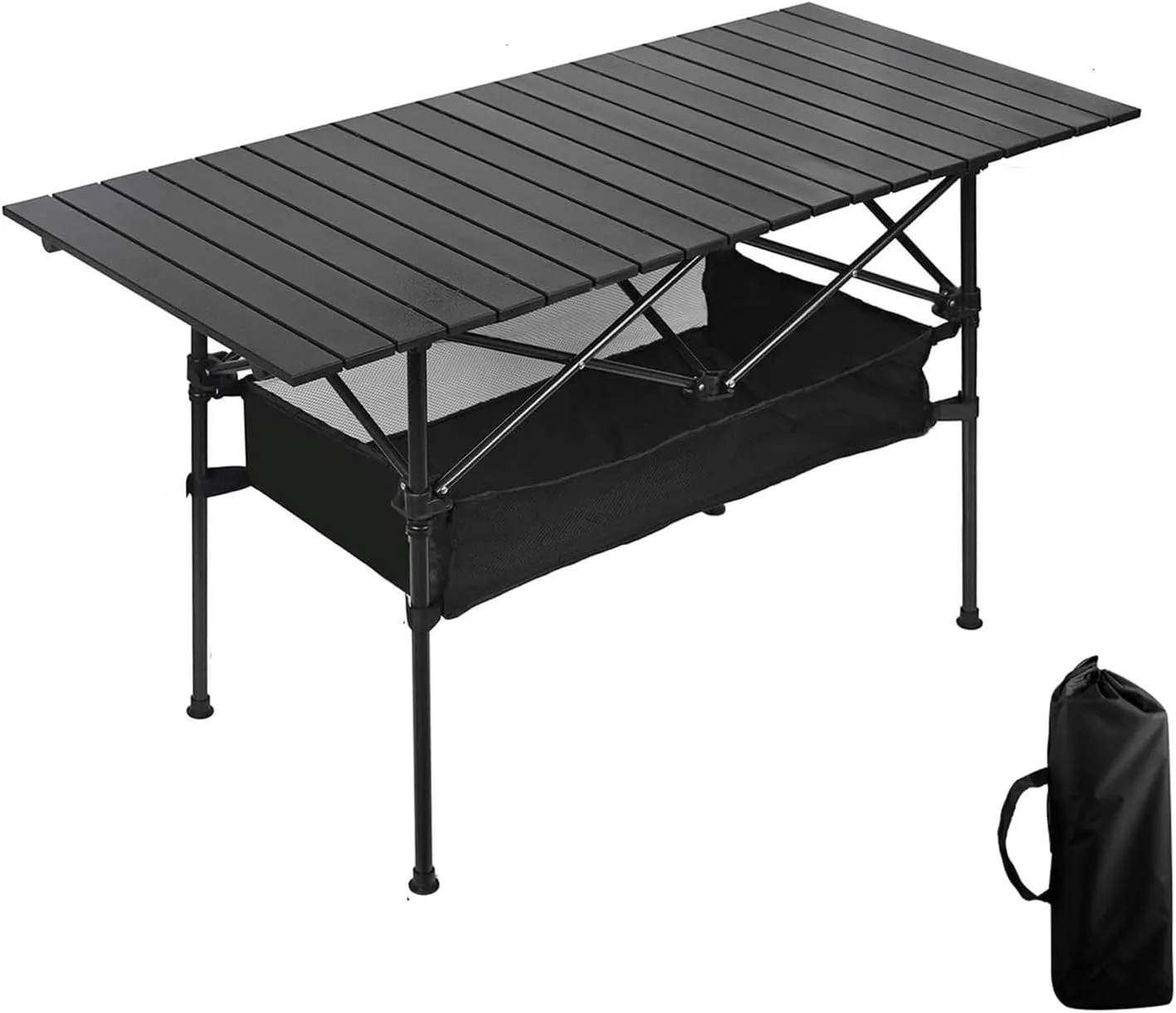 Lightweight Aluminum Folding Camping Table (47.24” x 21.65” x 19.69”),Portable Roll-Up Table for Outdoor, Camping, Beach, BBQ, Patio, and Picnic,Cooking Indoor, Durable with Carrying Bag
