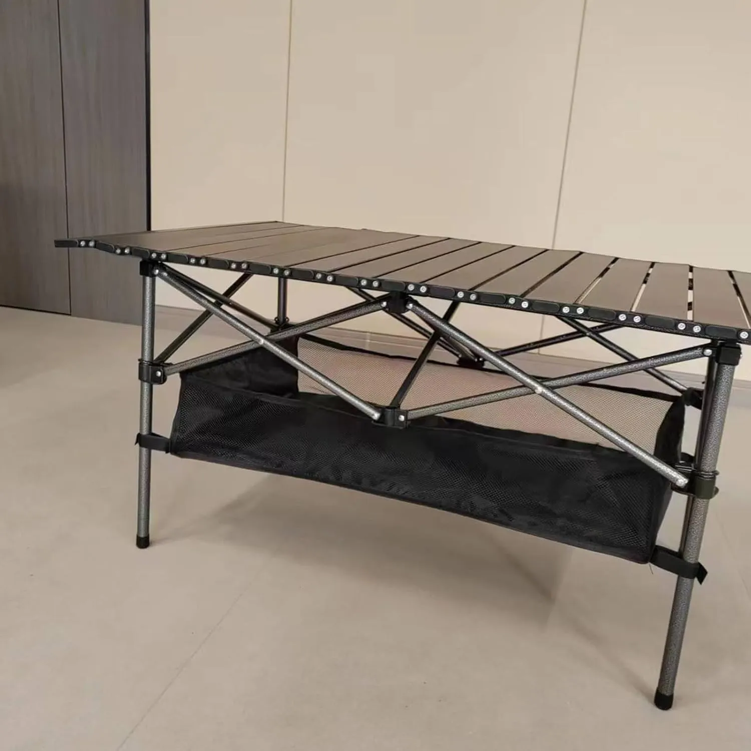 Lightweight Aluminum Folding Camping Table (47.24” x 21.65” x 19.69”),Portable Roll-Up Table for Outdoor, Camping, Beach, BBQ, Patio, and Picnic,Cooking Indoor, Durable with Carrying Bag