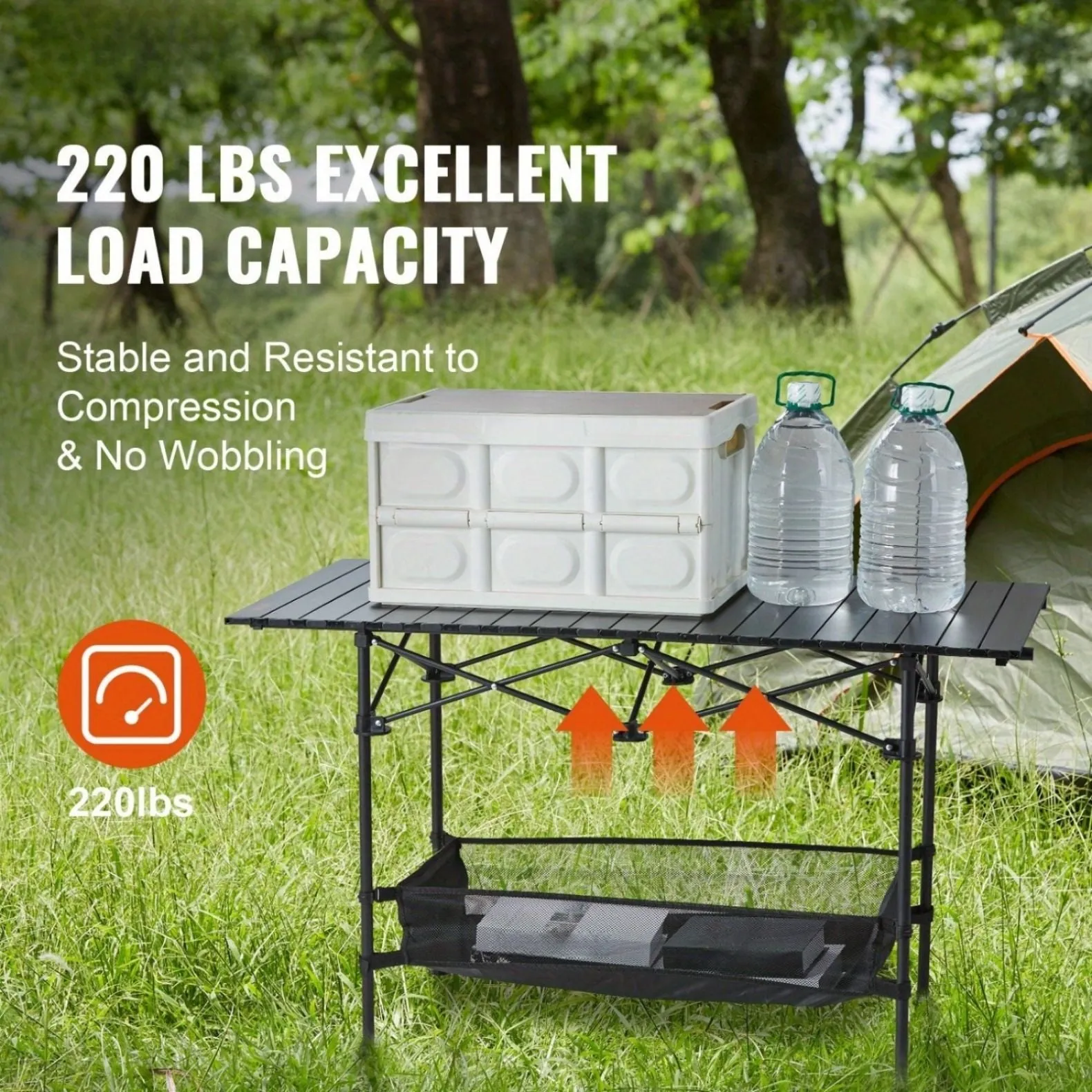 Lightweight Aluminum Roll-Up Camping Table with Carry Bag