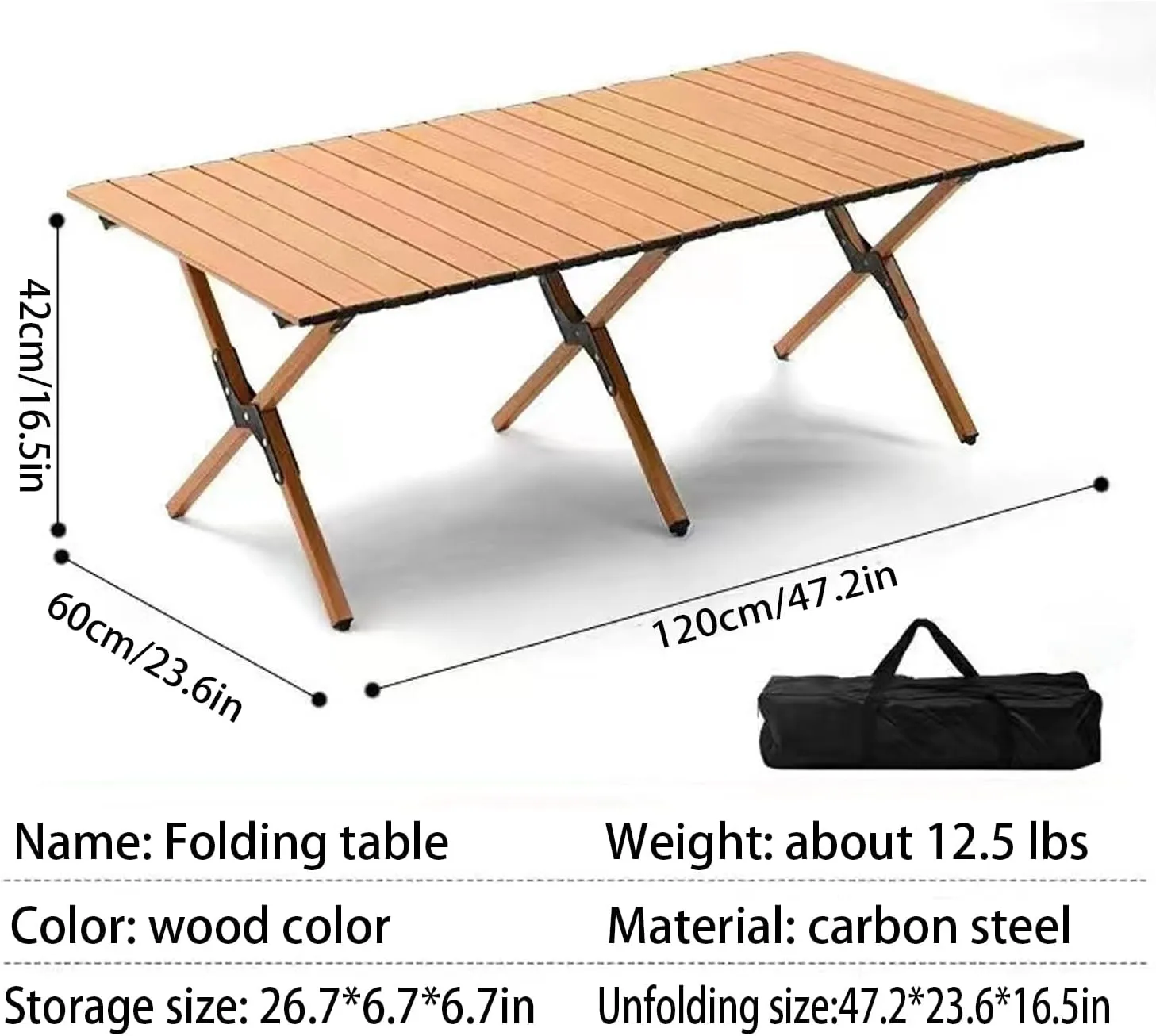 Lightweight Folding Camping Table - Portable Roll-Up Design for 4-8 People, Ideal for Travel, Picnic, Beach, Outdoor & Indoor Use
