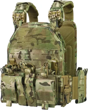 Lightweight Molle Quick Release Buckles Tactical Vest Laser Cutting Modular Airsoft Vest with Magazine Placard