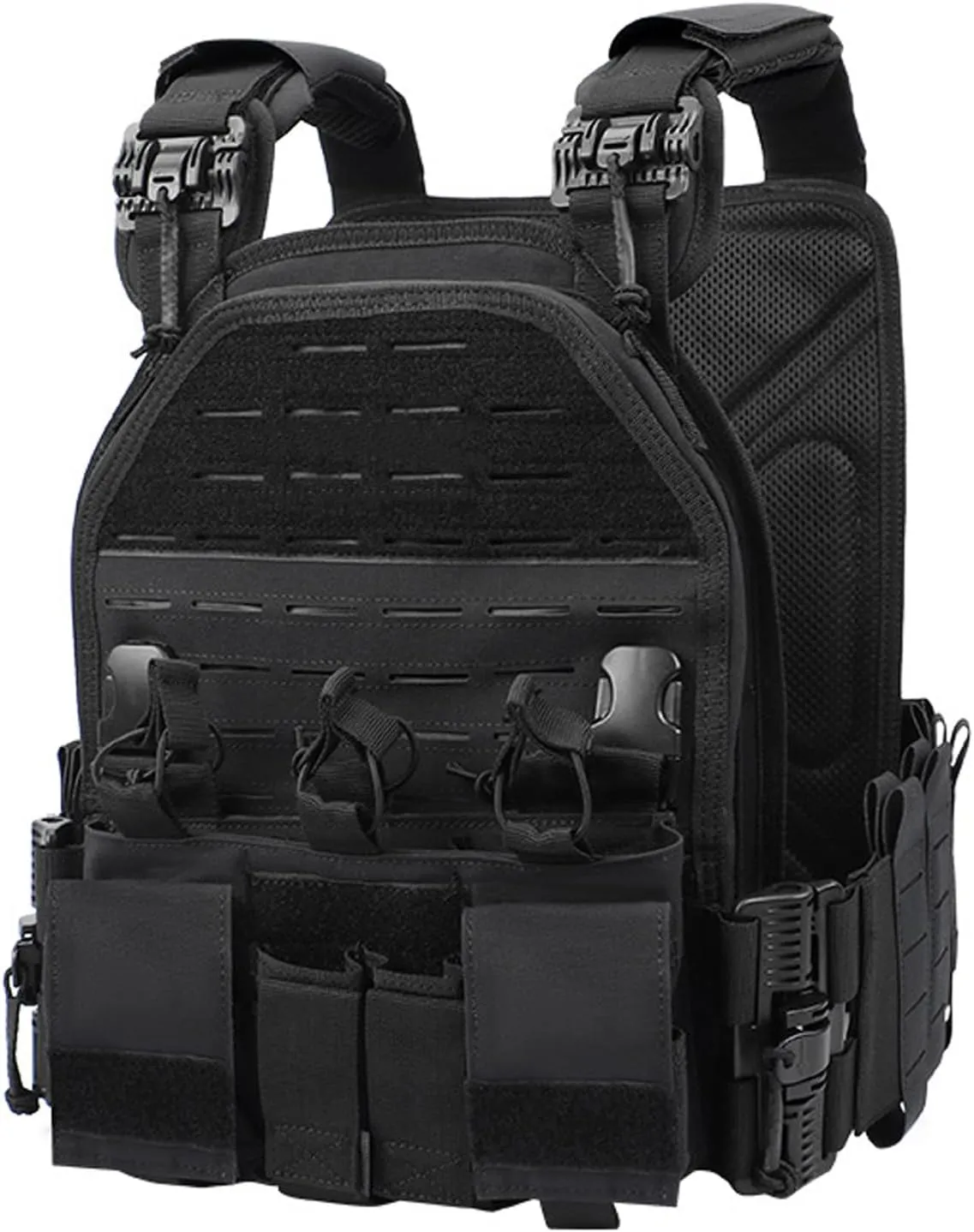 Lightweight Molle Quick Release Buckles Tactical Vest Laser Cutting Modular Airsoft Vest with Magazine Placard