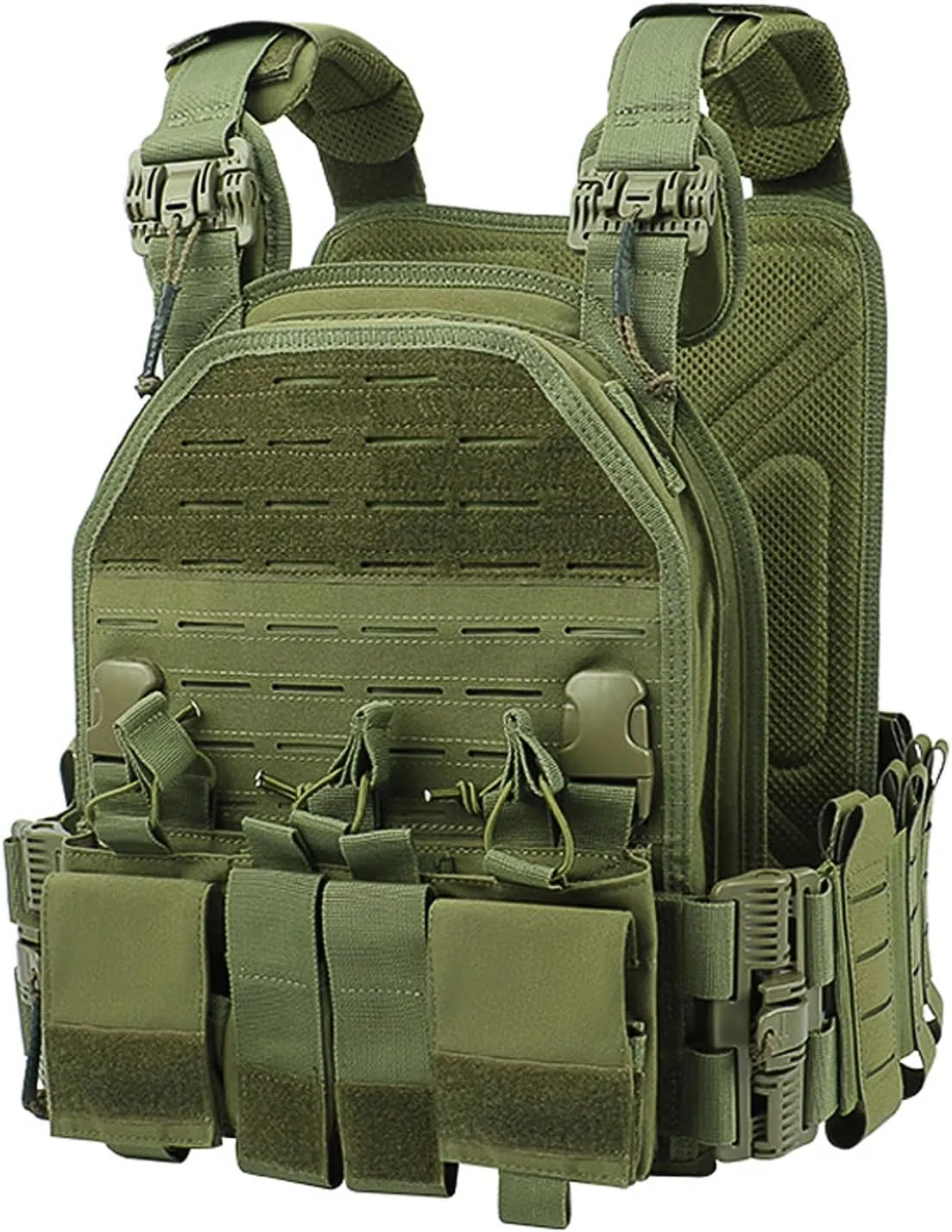 Lightweight Molle Quick Release Buckles Tactical Vest Laser Cutting Modular Airsoft Vest with Magazine Placard