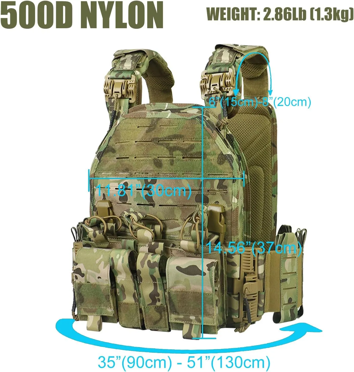 Lightweight Molle Quick Release Buckles Tactical Vest Laser Cutting Modular Airsoft Vest with Magazine Placard