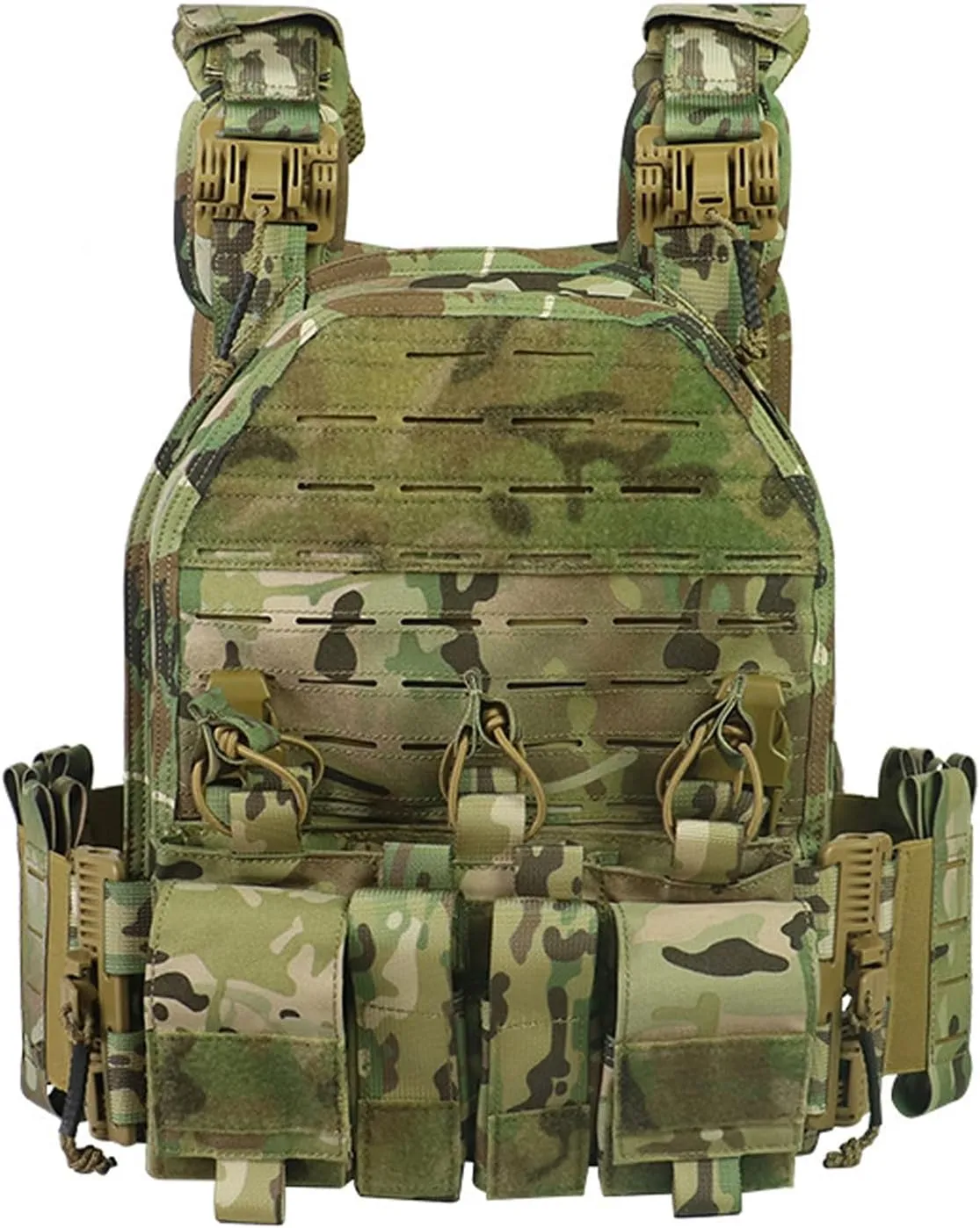 Lightweight Molle Quick Release Buckles Tactical Vest Laser Cutting Modular Airsoft Vest with Magazine Placard