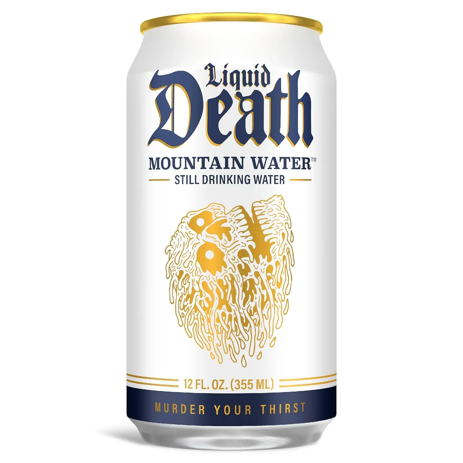 Liquid Death, Still Mountain Water, 12-Pack (12oz Cans), Real Mountain Source, Infinitely Recyclable Ice-Cold Cans, American Made