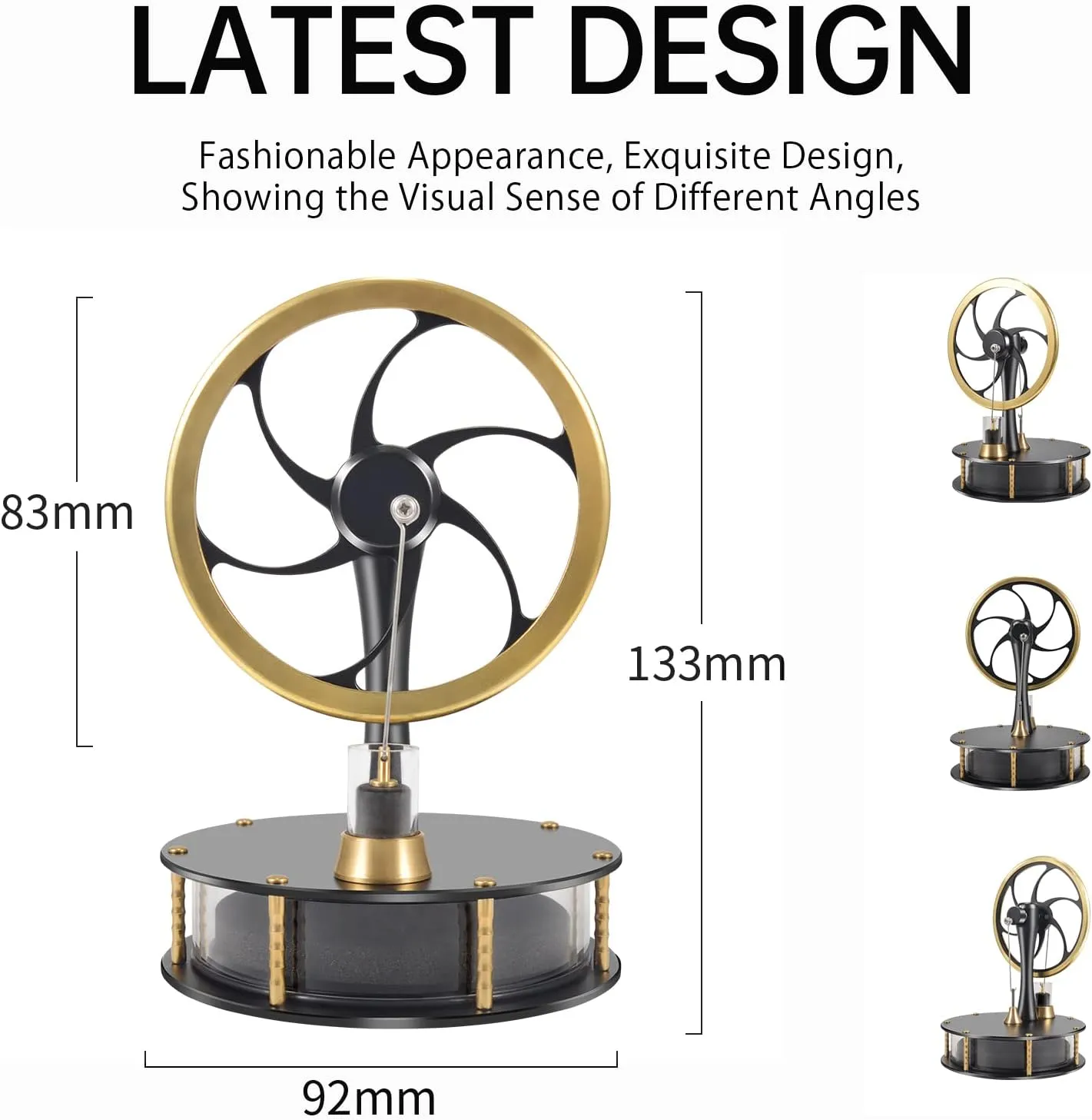 Low Temperature Stirling Engine Classroom Teaching Stirling Engine Kit Steam Heat Educational Model Brass Aluminum Stirling Engine-HZZ92 Pro Black