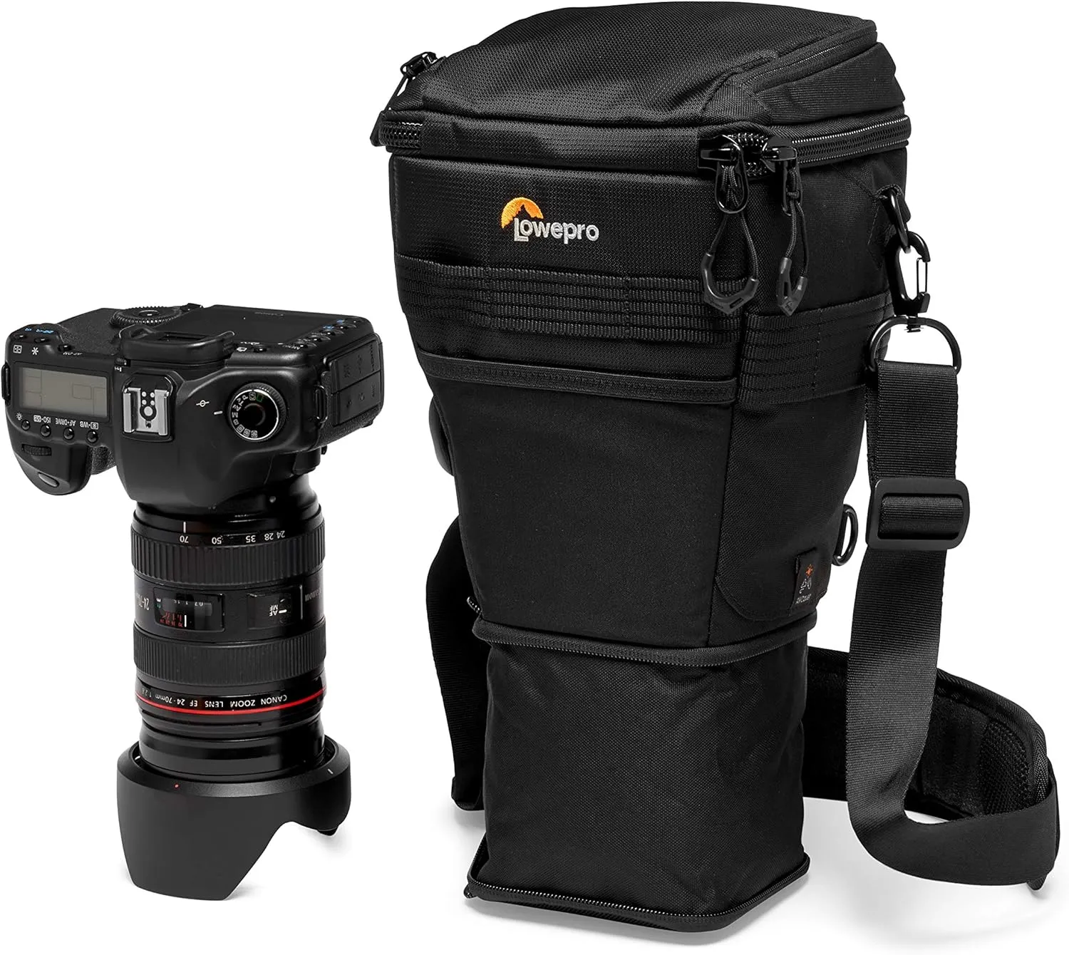 Lowepro ProTactic TLZ 70 AW DSLR toploader - Expand to Hold up to 24-70mm f/2.8 and Lens Hood with Portrait Grip - Camera Gear to Personal belongings - for DSLR Like Canon 5D - LP37278-PWW,Black