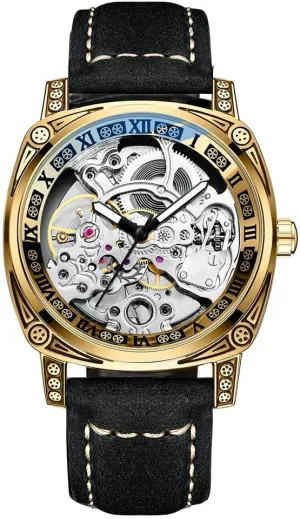 Luxury Hollow Mechanical Watch Men Exquisite Carving Steampunk Skeleton Automatic Self-Wind Watches Leather Sport Military Clock