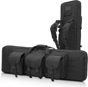 MADOG 40 inch Double Rifle Bag Soft Pistol Cases Long Portable Tactical Shotgun Backpack for Shooting Hunting Carrying, Black