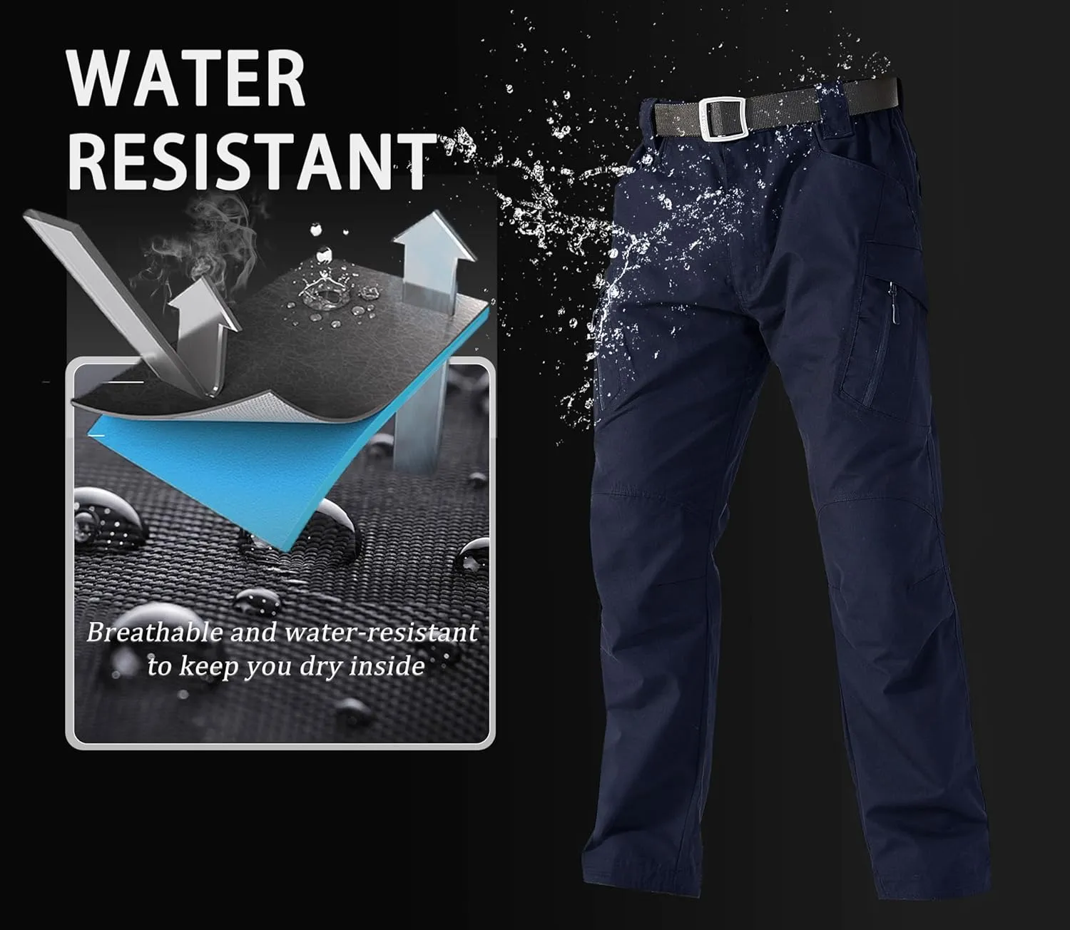 MAGCOMSEN Men's Tactical Pants with 9 Pockets Rip-Stop Lightweight Work Hiking Pants