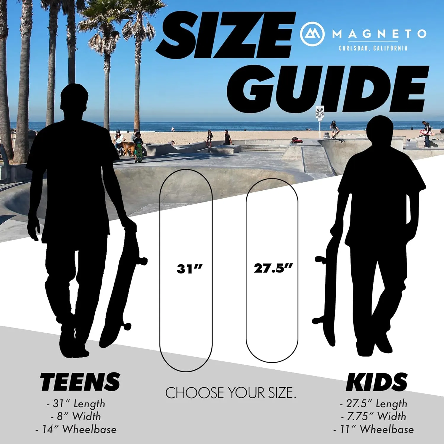 Magneto Complete Skateboard | 6-Layer Canadian Maple Double Kick Concave Deck | Beginners, and Teens