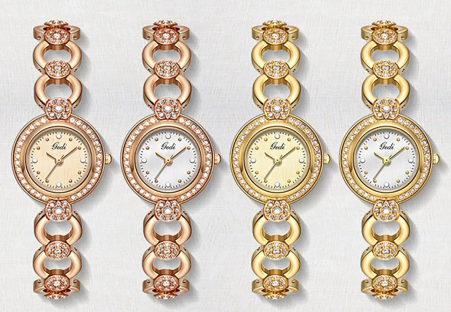 MASTOP Elegant Women’s Diamond Watch Round Dial Quartz Waterproof Gold Bracelet Watches for Women Birthday Christmas Gift