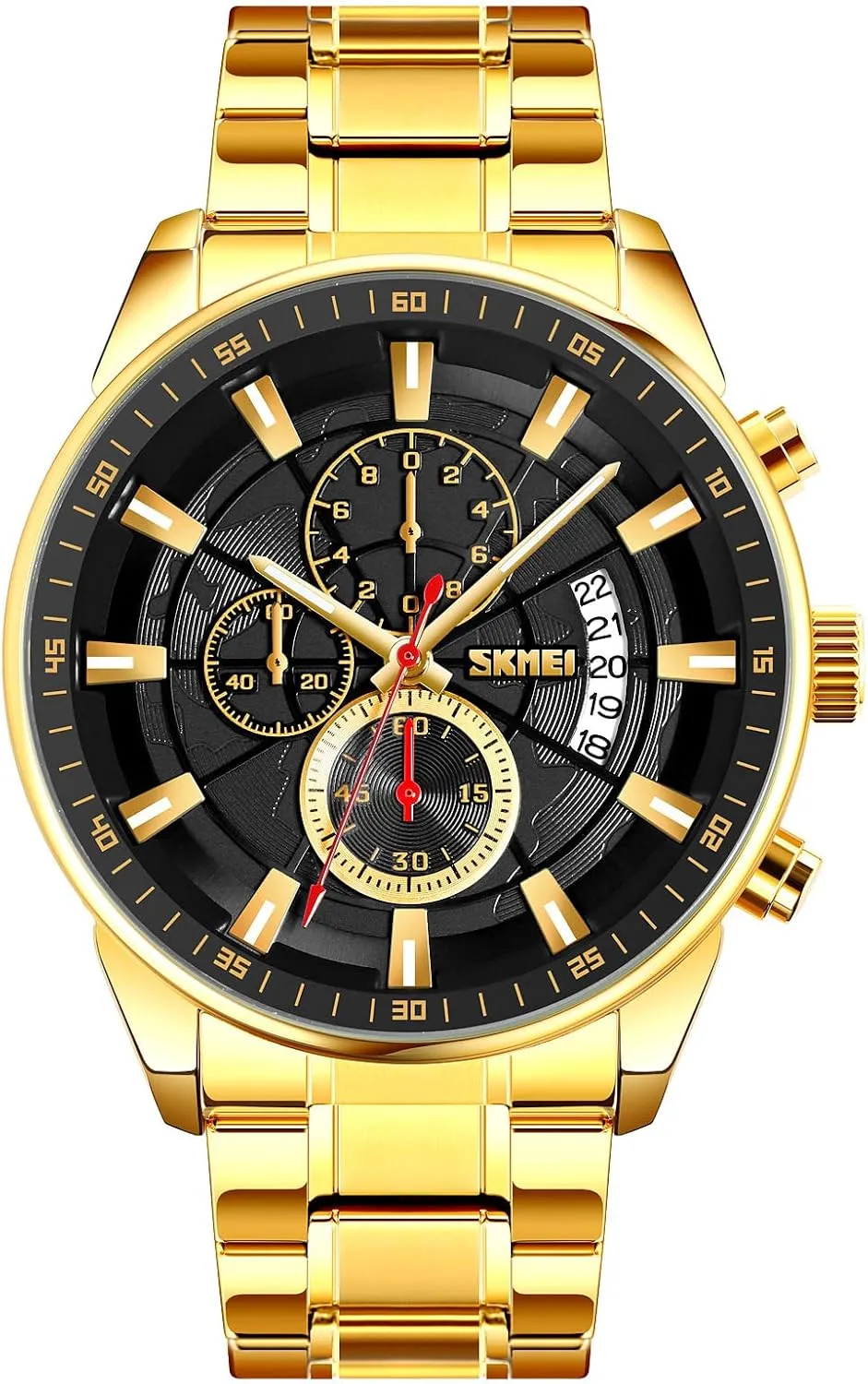 MASTOP Men's Fashion Stainless Steel Watches Date Waterproof Chronograph Wristwatches,Stainsteel Steel Band Waterproof Watch
