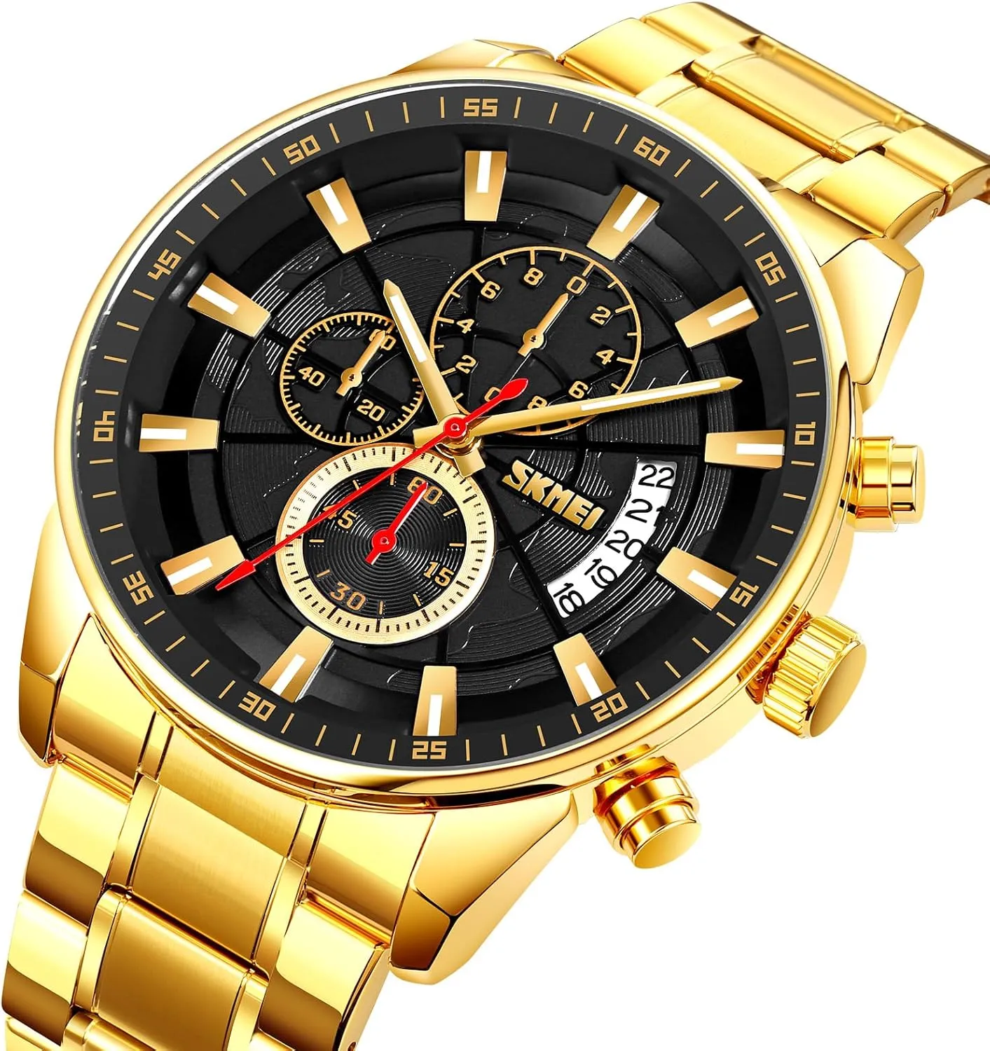 MASTOP Men's Fashion Stainless Steel Watches Date Waterproof Chronograph Wristwatches,Stainsteel Steel Band Waterproof Watch
