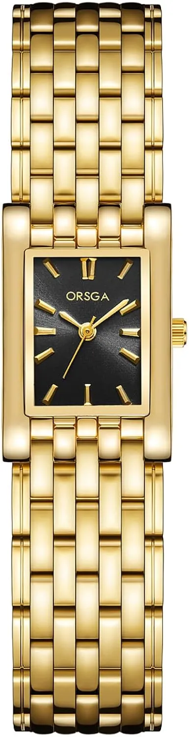 MASTOP Square Watches for Women – 22mm Dainty Silver Stainless Steel Bracelet Simple Easy-to-Read Vintage Quartz Analog Small Gold Waterproof Dress Watch