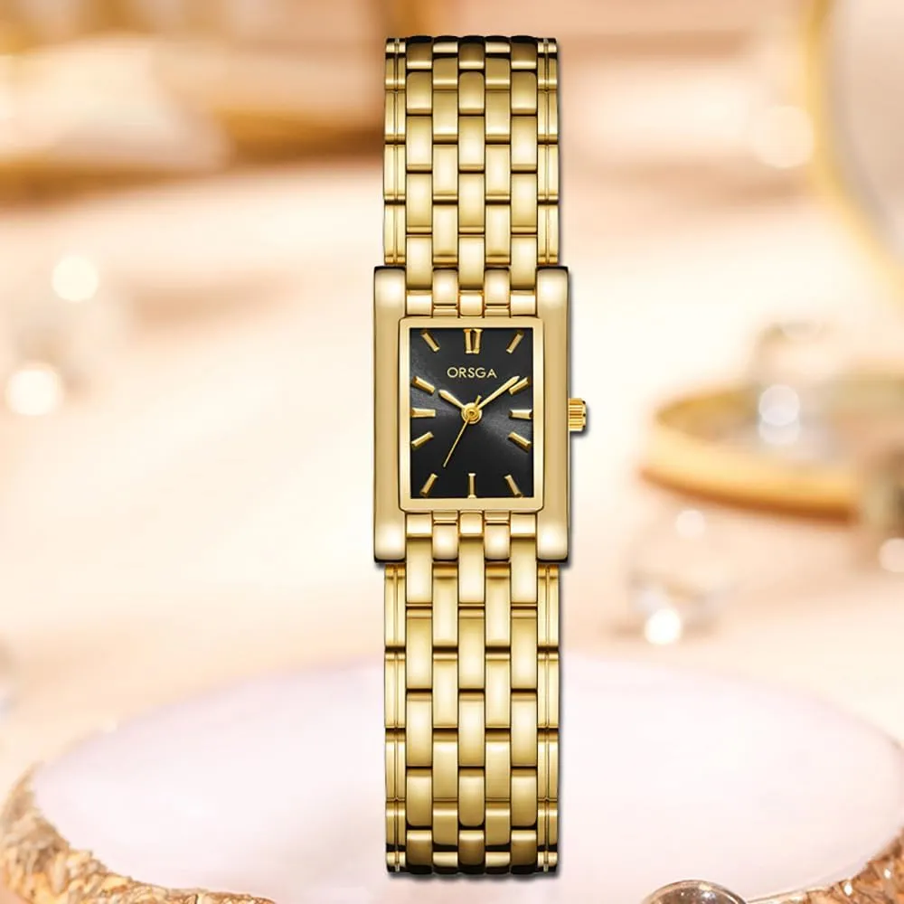 MASTOP Square Watches for Women – 22mm Dainty Silver Stainless Steel Bracelet Simple Easy-to-Read Vintage Quartz Analog Small Gold Waterproof Dress Watch
