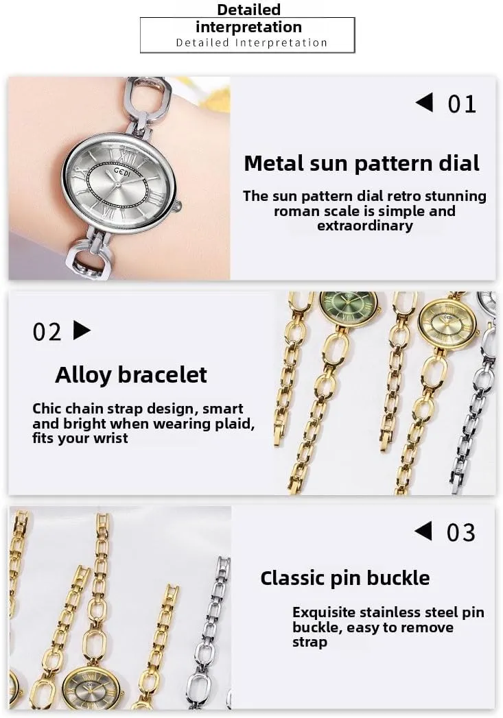 MASTOP Vintage Women’s Watch – Oval Gold Bracelet Watch with Roman Numerals, Waterproof Quartz Analog Movement