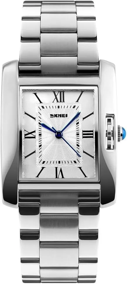 MASTOP Women Watch Rectangle Rose Gold Stainless Steel Waterproof Crystal Analog Quartz Roman Numerals Watch