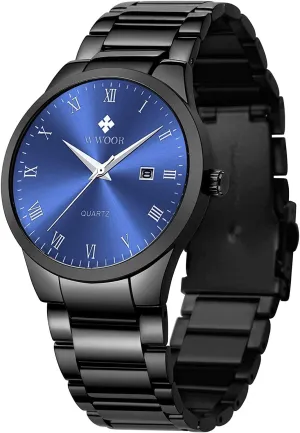 MASTOPMen's Quartz Watch Ultra -Thin Minimalist Calendar Stainless Steel Military Waterproof Analog Dress Watches
