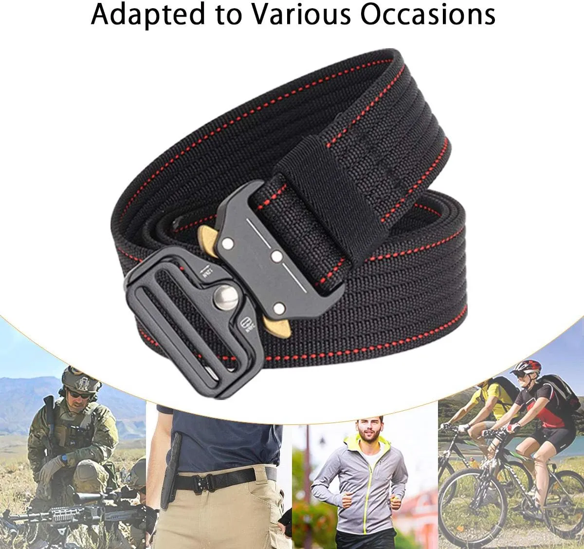 Men Tactical Belt 1.5 Inch Heavy Duty Belt Nylon Work Belt Quick-Release Metal Buckle for Molle Sport