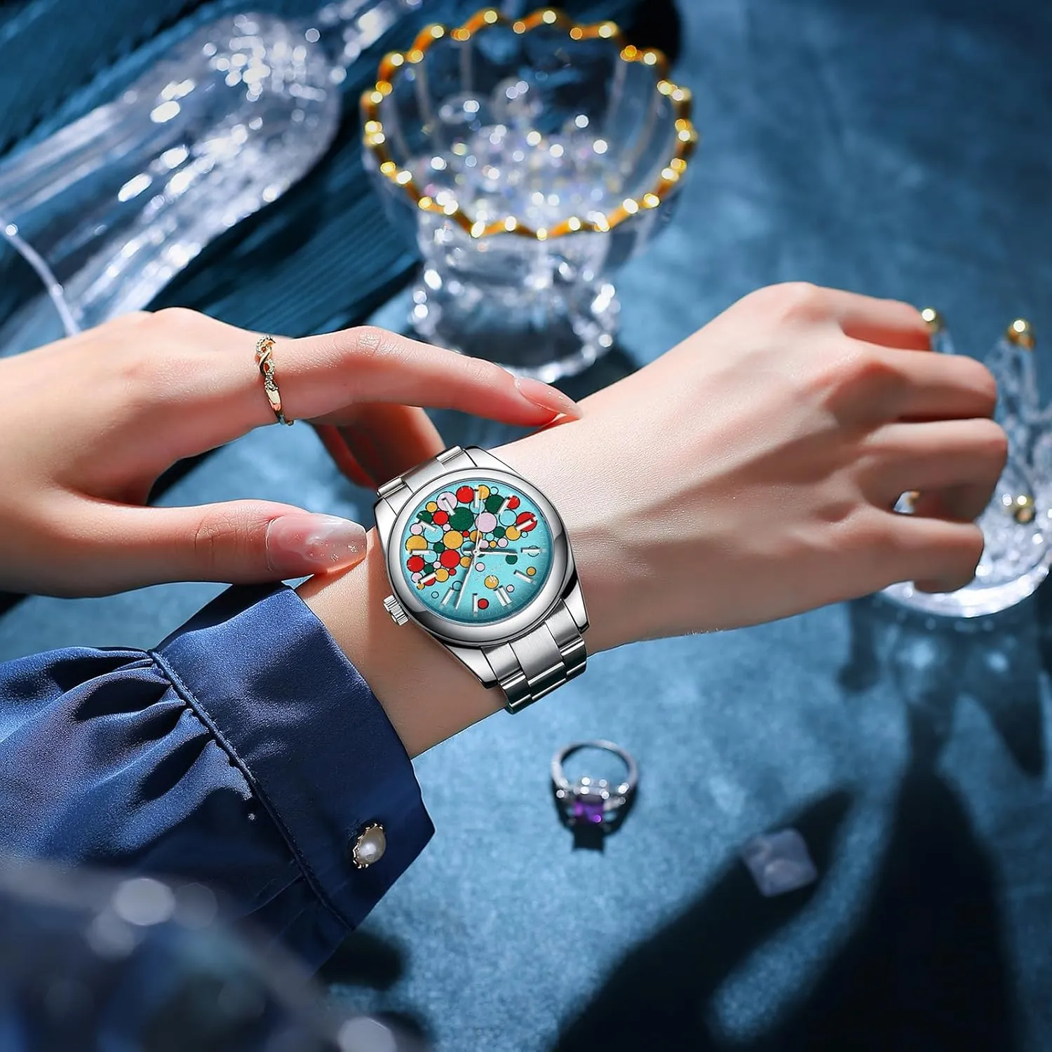 Men Watch Waterproof Stainless Steel Watch for Men Analog Chronograph Fashion Watch, Easy Read Men Dress Watch Luminous Watch Elegant Gift