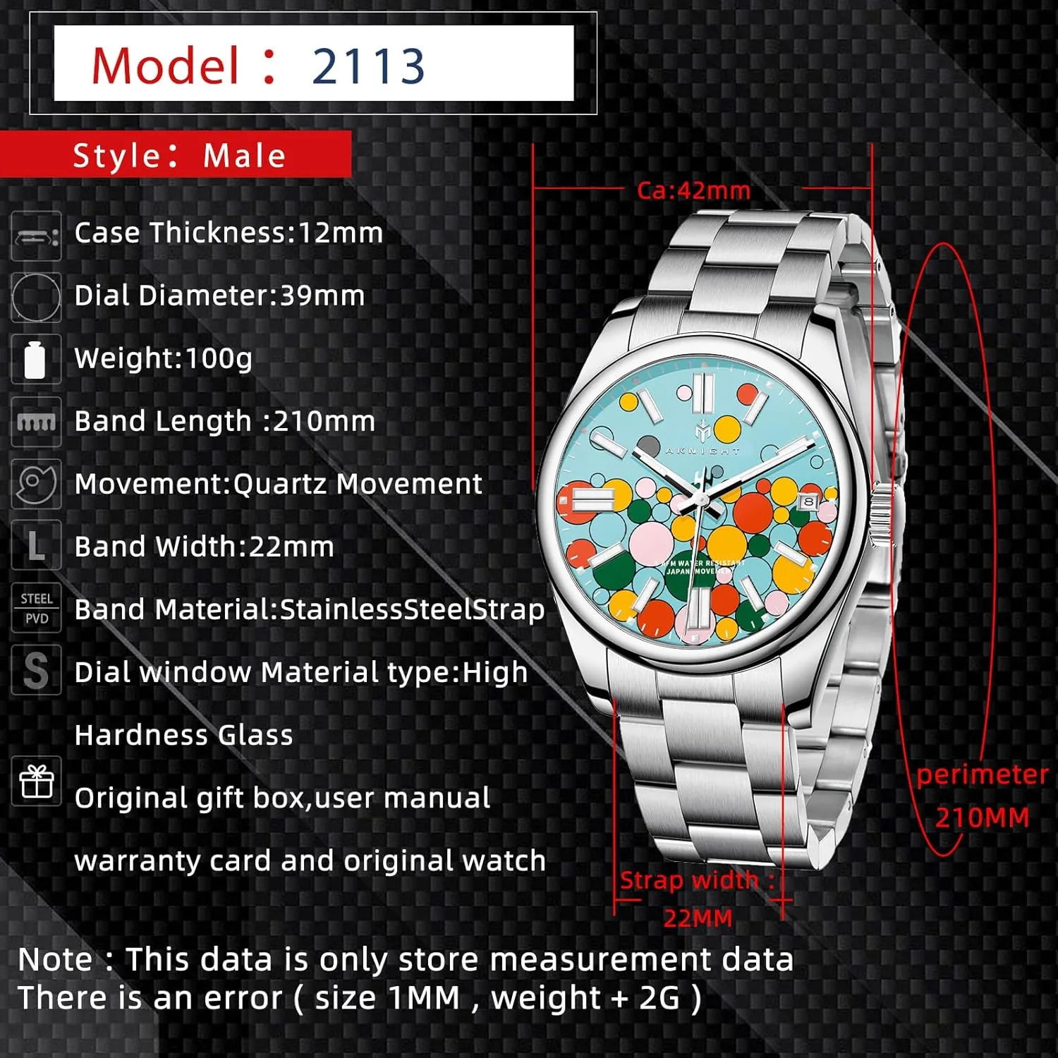Men Watch Waterproof Stainless Steel Watch for Men Analog Chronograph Fashion Watch, Easy Read Men Dress Watch Luminous Watch Elegant Gift