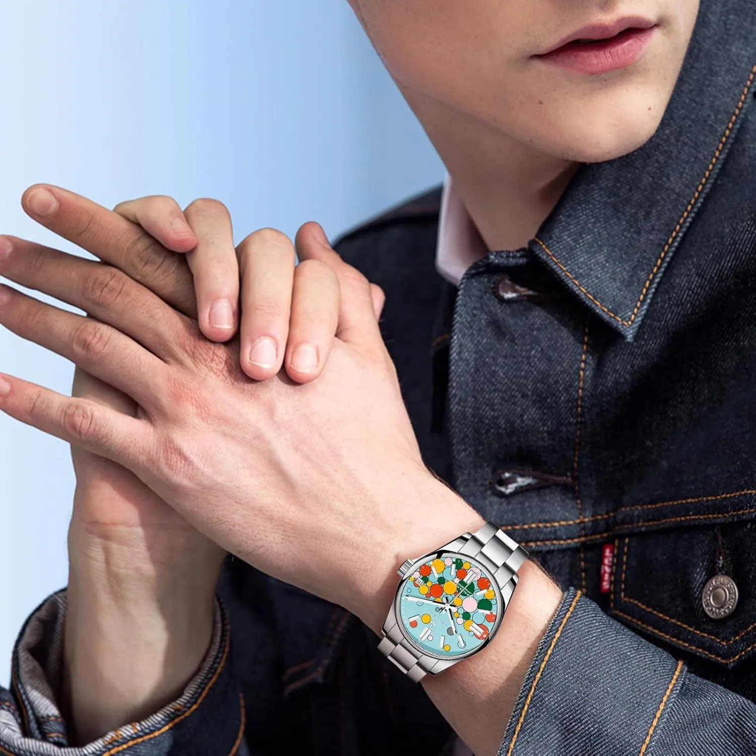 Men Watch Waterproof Stainless Steel Watch for Men Analog Chronograph Fashion Watch, Easy Read Men Dress Watch Luminous Watch Elegant Gift