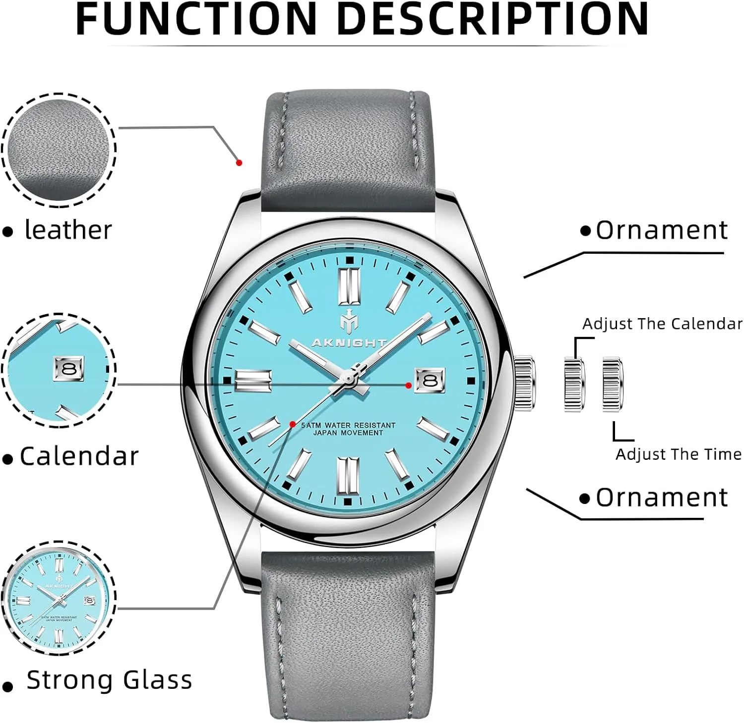 Men Watch Waterproof Stainless Steel Watch for Men Analog Chronograph Fashion Watch, Easy Read Men Dress Watch Luminous Watch Elegant Gift