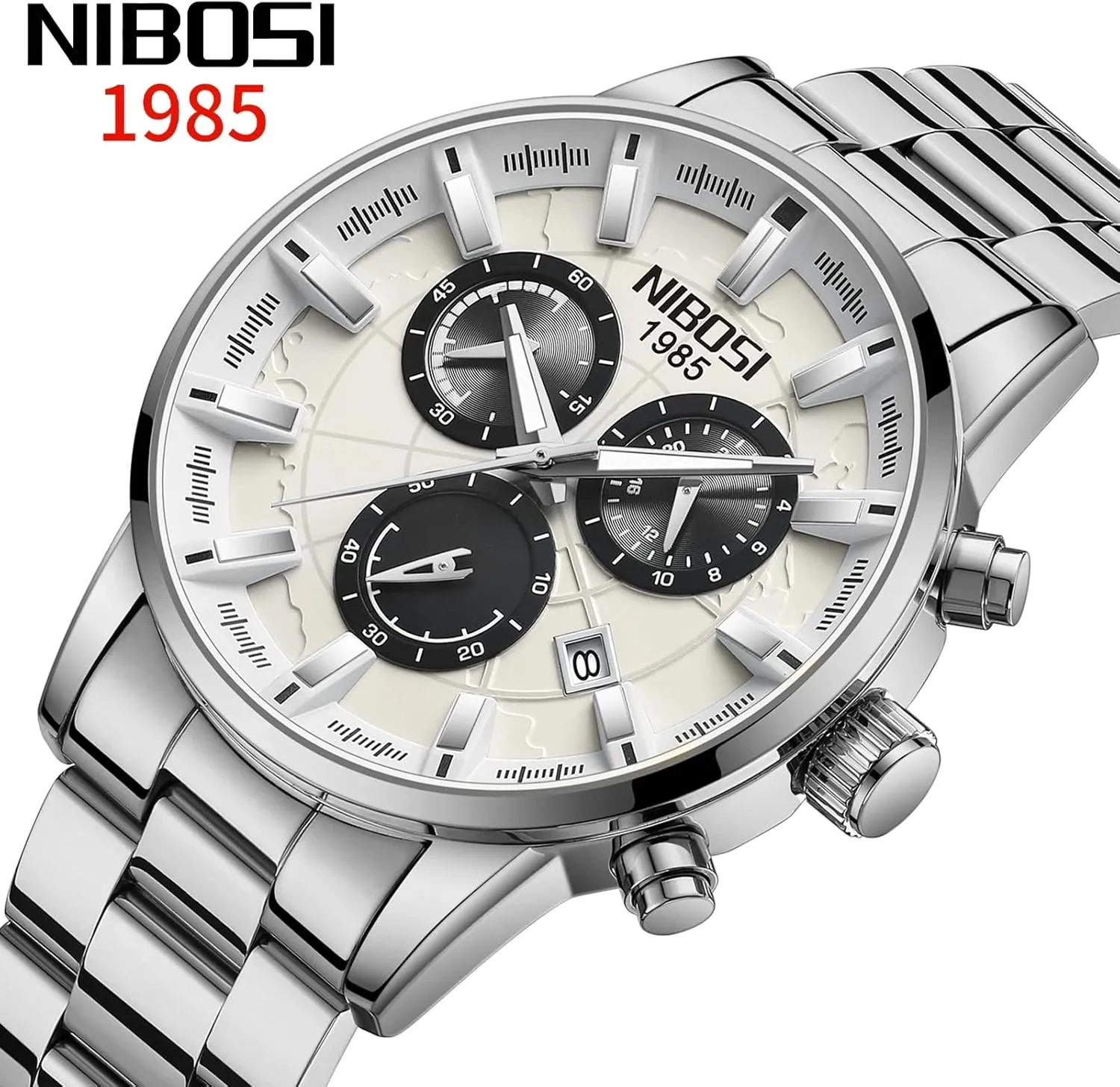 Men Watches Stainless Steel Waterproof Date Luminous Chronograph Wristwatch