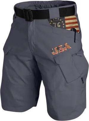 Men's 4th of July Cargo Shorts Patriotic Tactical Shorts Zipper Pockets Hiking Shorts Stretchy Waist Pants