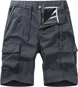 Mens 7 Inch Shorts Casual Drawstring Elastic Waist Cargo Shorts Multi Pockets Regular Big & Tall Utility Shorts