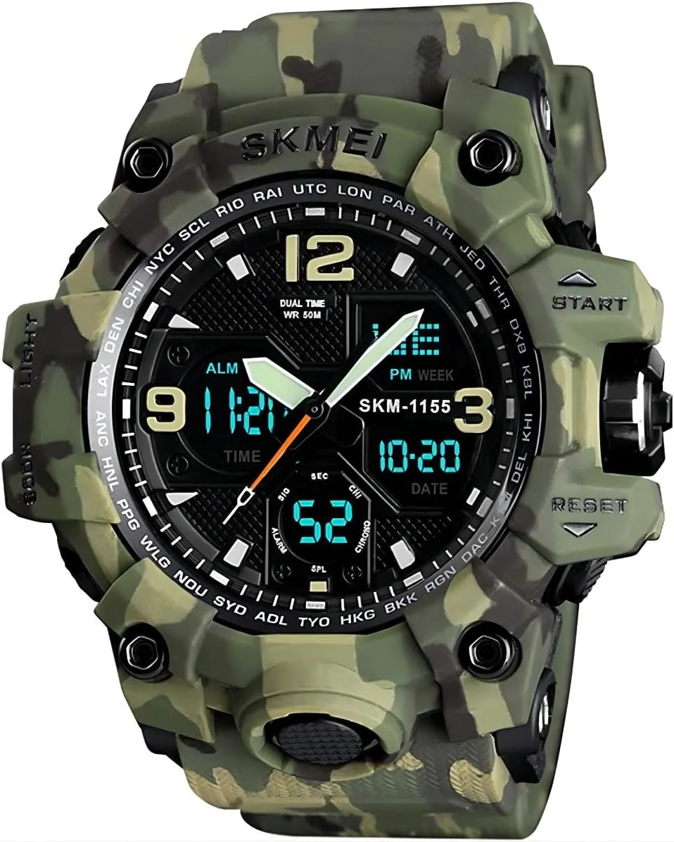 Men's Analog Military Sports Watch, Outdoor Waterproof Tactical Watch with LED Backlight Watches for Men