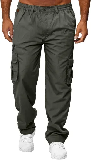 Mens Cargo Pants Casual and Warm Men's Solid Color Work Clothes Pockets and Tactical Pant Hiking Jogger for Men