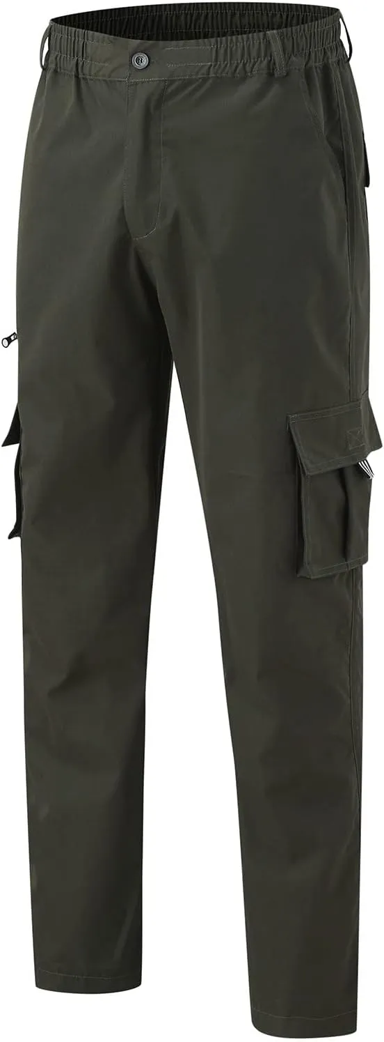 Mens Cargo Pants Casual and Warm Men's Solid Color Work Clothes Pockets and Tactical Pant Hiking Jogger for Men