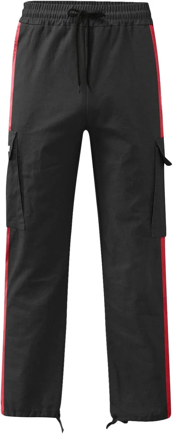 Men's Cargo Pants with Pockets Hat Multi Woven Pocket Foot Rope Solid Pants Gear Men's Hiking Tactical Sweatpants