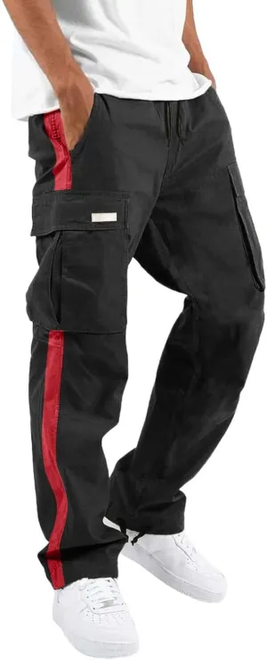 Men's Cargo Pants with Pockets Hat Multi Woven Pocket Foot Rope Solid Pants Gear Men's Hiking Tactical Sweatpants