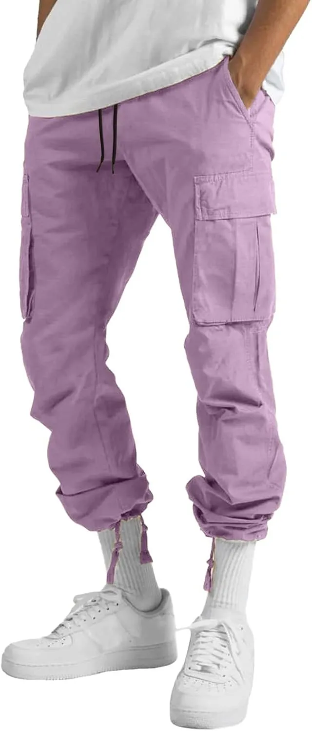 Men's Casual Cargo Pants Workout Joggers Trousers Loose Sports Trousers Casual Gym Workout Tactical Track Sweatpants