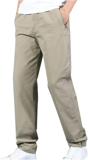 Mens Casual Pants Stretch Elastic Waist Relaxed Fit Pants for Men Work Outdoor Travel Athletic Cargo Pants
