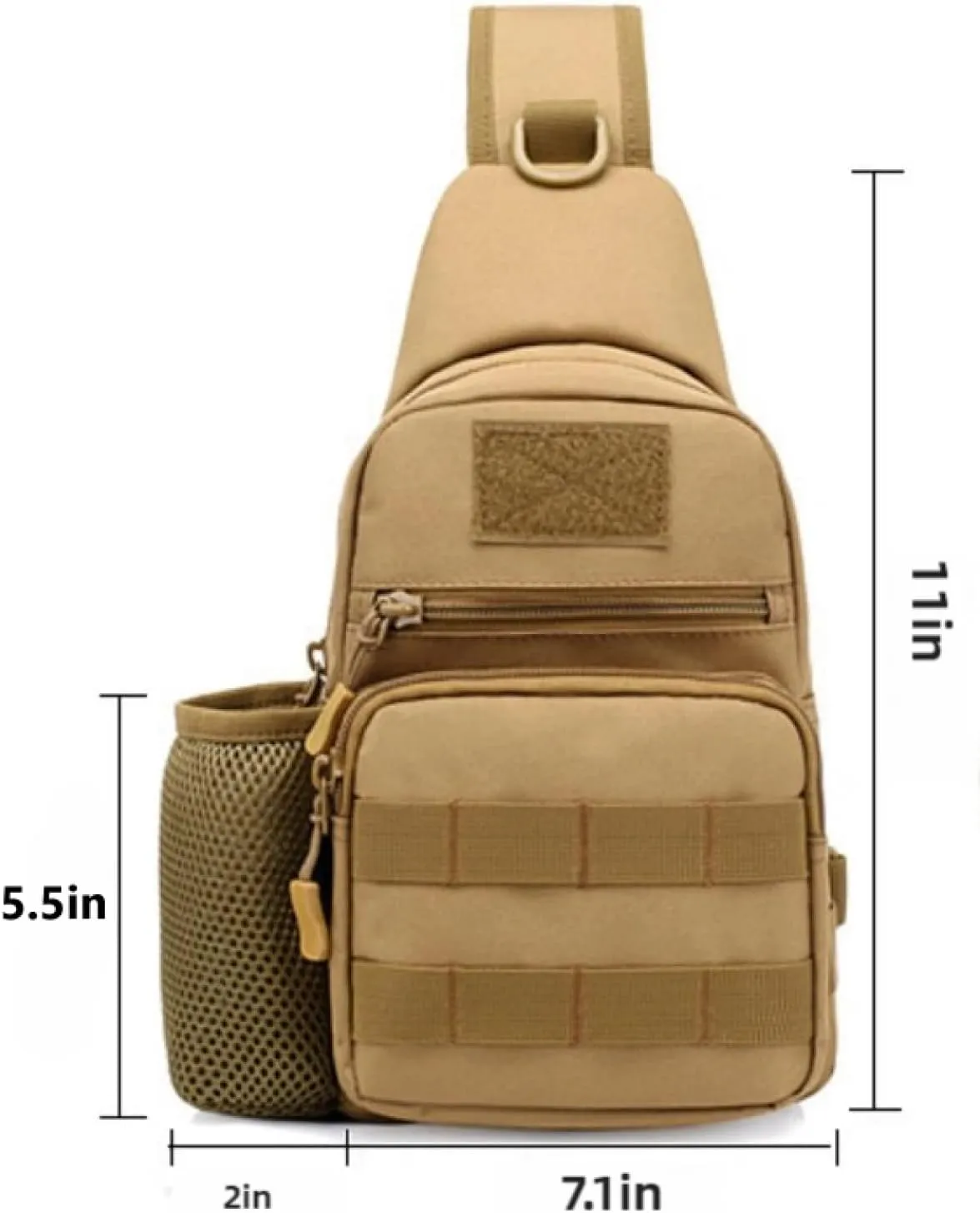Men's cross - body bag, men's fishing shoulder bag, men's tactical sling bag, MOLLE cross - body bag, chest - shoulder backpack with water bottle holder and pouch, EDC. (CP)