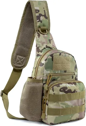 Men's cross - body bag, men's fishing shoulder bag, men's tactical sling bag, MOLLE cross - body bag, chest - shoulder backpack with water bottle holder and pouch, EDC. (CP)