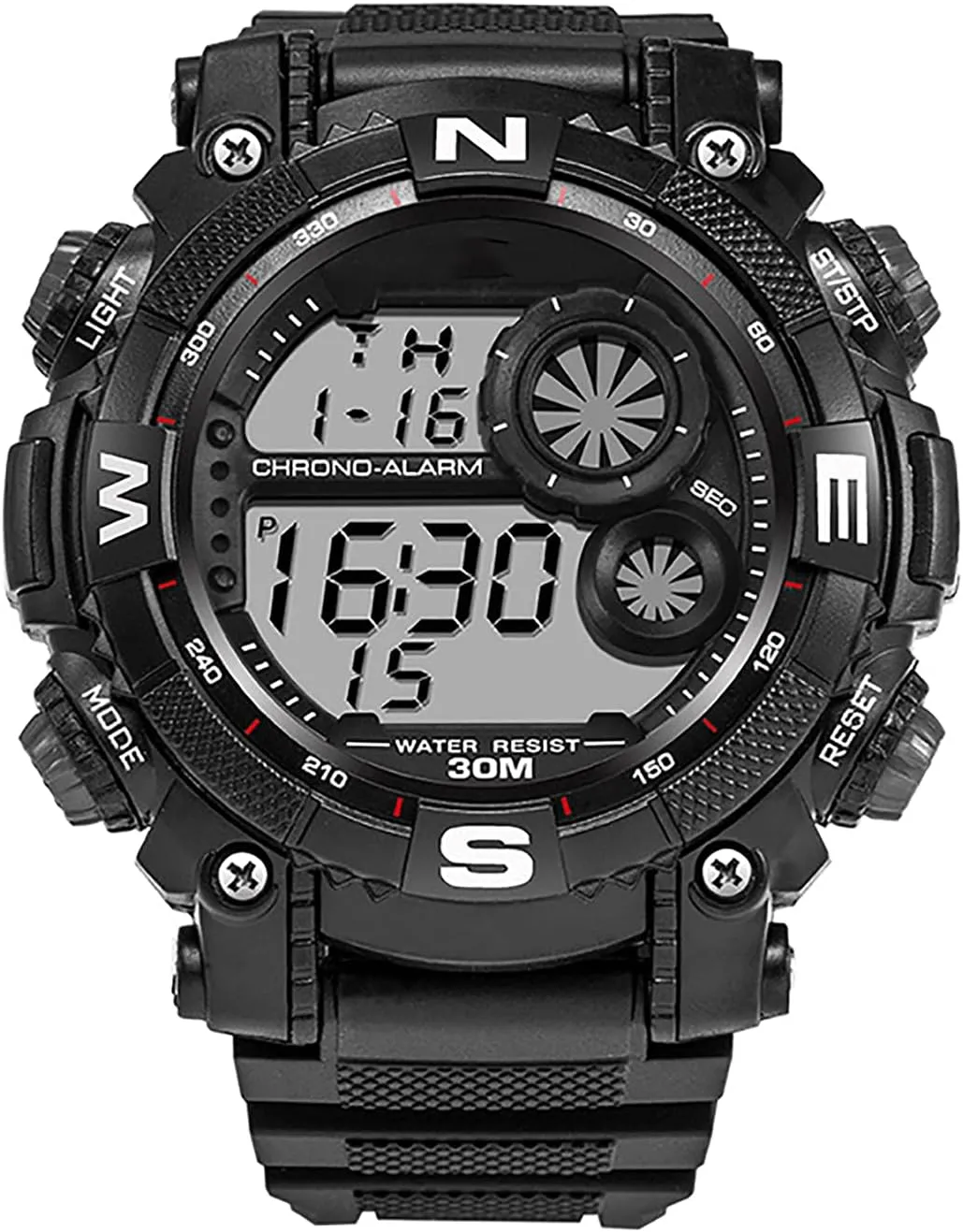 Men's Digital Sports Watches, Luminous Military Watches, Shockproof Large Dial Men's Watches, Outdoor Waterproof Alarm Clock Watches A