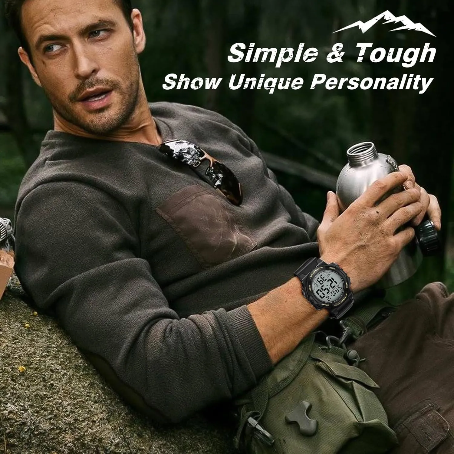 Mens Digital Watch, Sport Military Watches for Men Waterproof LED Screen Large Face Tactical Watch with Backlight Alarm Stopwatch Wrist Watch